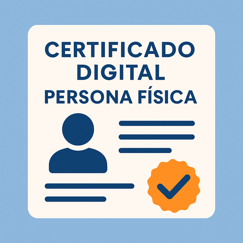 Certificado Digital de Persona Física 1 Certificado digital de persona física FNMT con icono de usuario y sello de verificación, imagen cuadrada para producto de VAHUMAR – Asesoría PYB.