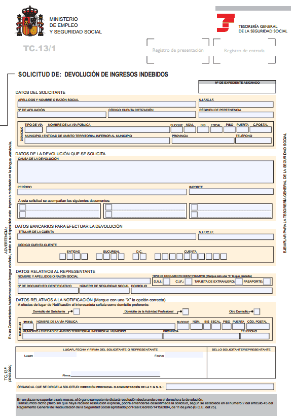 Devolución de Ingresos Indebidos 1 Reclamación de devolución de ingresos indebidos ante Hacienda o Seguridad Social