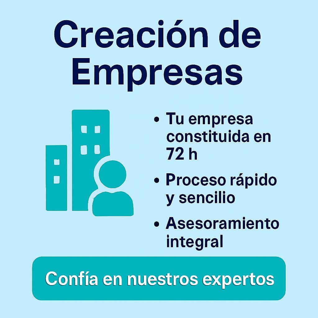 Constitución de empresas 1 Diseño promocional de creación de empresas con fondo azul claro y tips